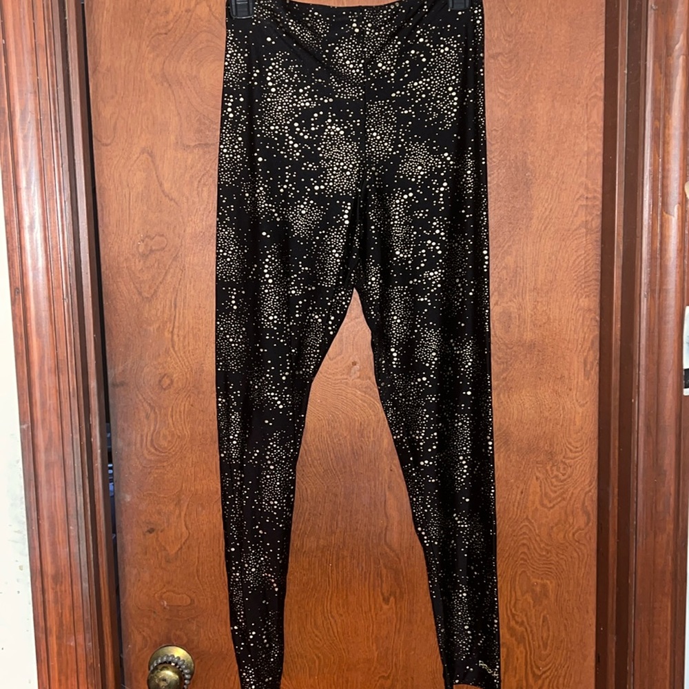 Reebok- gold & black leggings- large